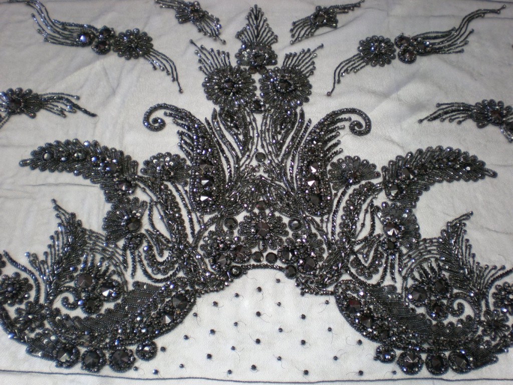 High quality black bridal beaded lace