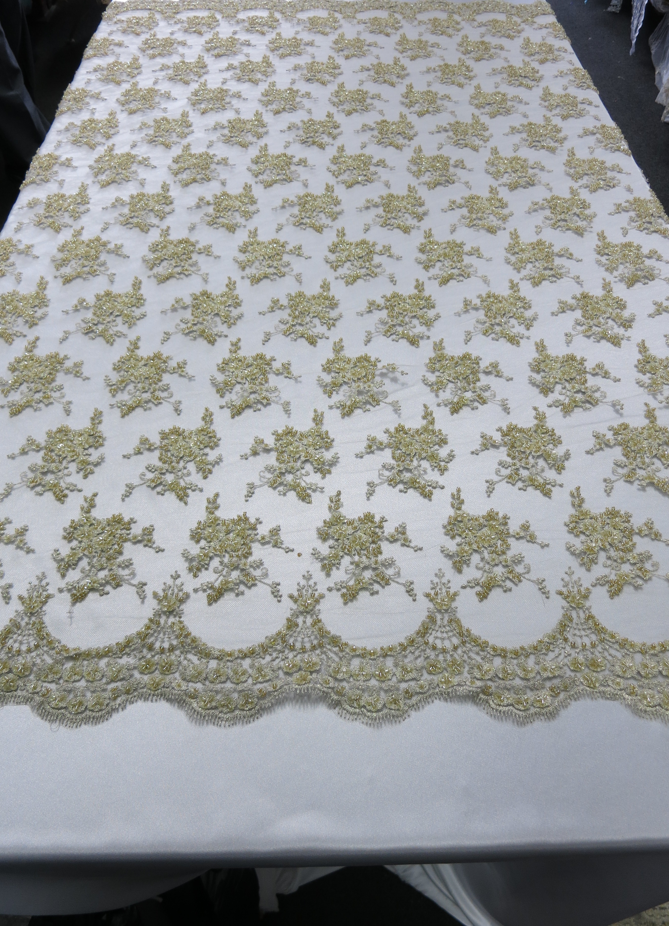 Amélie Beaded Lace with Scalloped Edge Gold