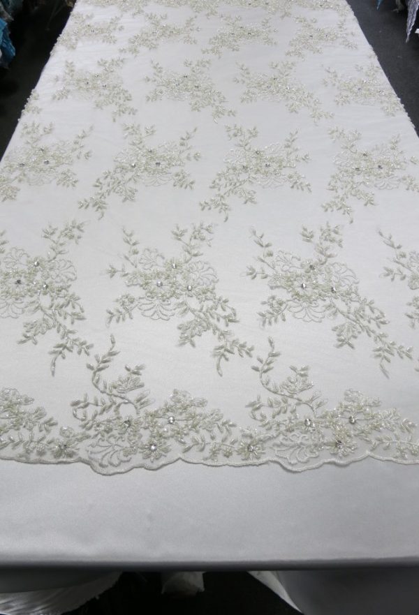 Classic Off-white Embroidery Lace Fabric by the Yard - OneYard