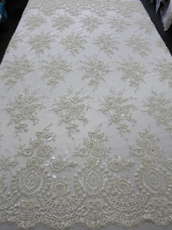 Classic Off-white Embroidery Lace Fabric by the Yard - OneYard