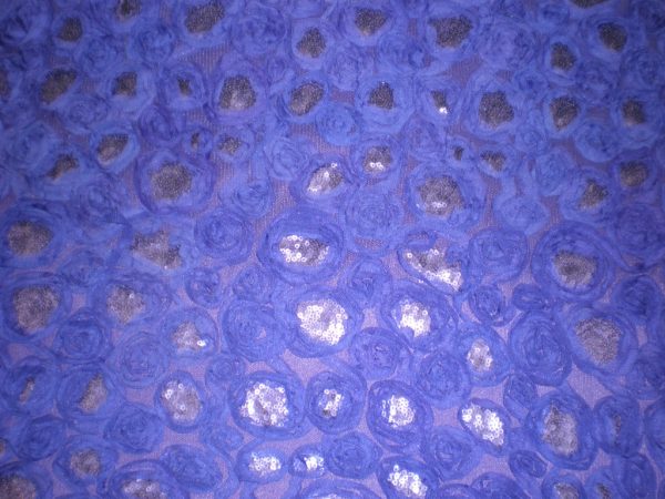 Purple Flowers with Sequins on Mesh Ground - Fabric Universe