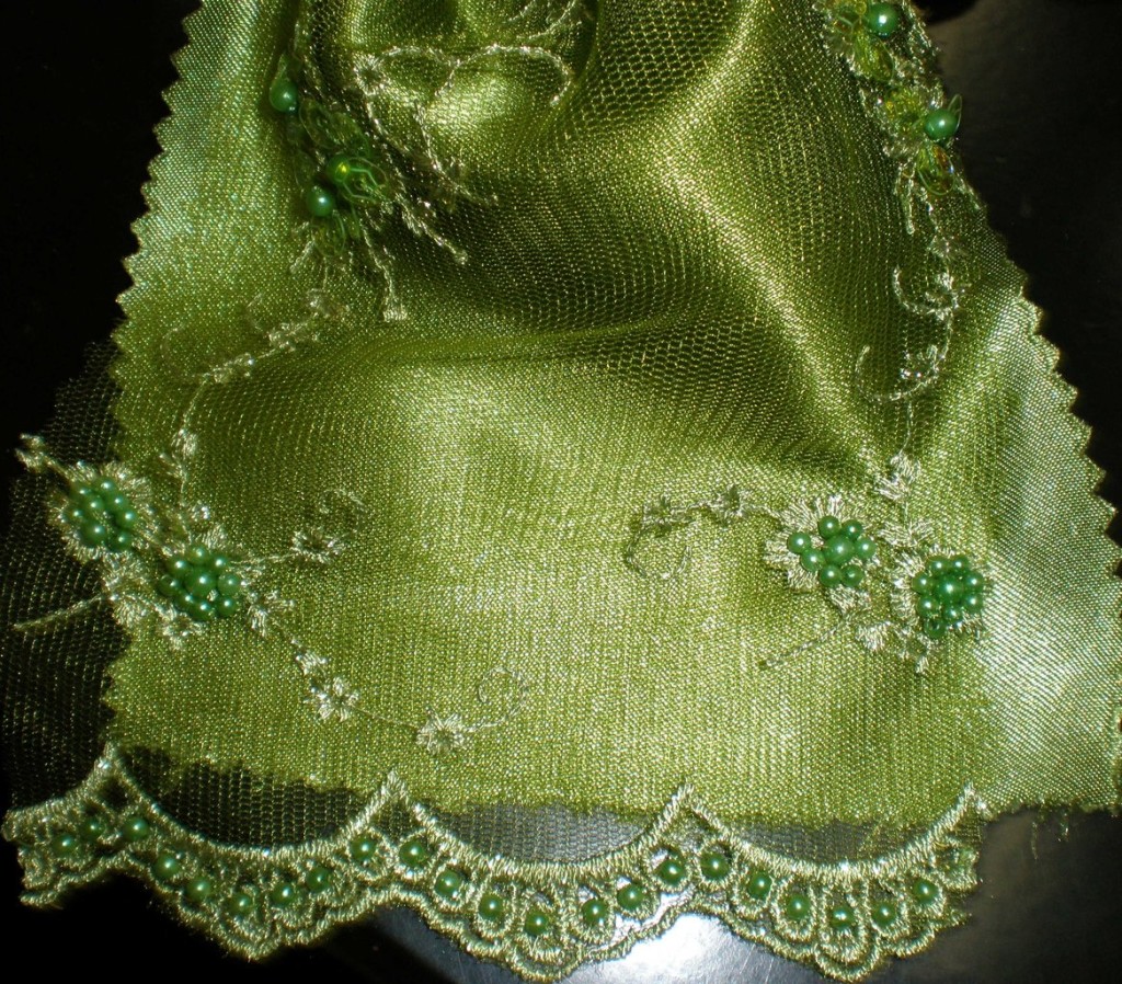 Olive Green Mesh with Embroidery Beaded Lace with Sequins