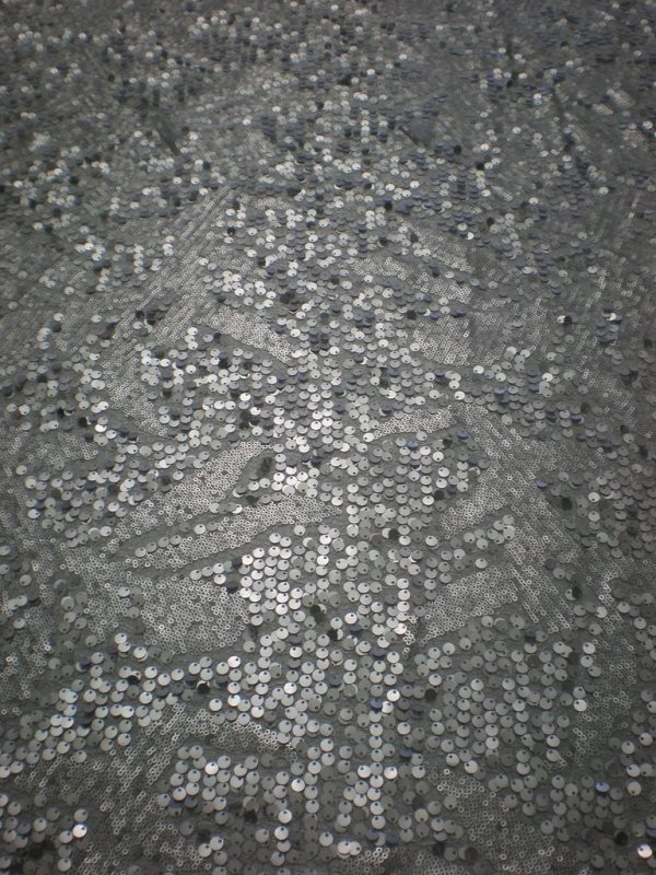 Matte silver sequins fabric on spider mesh - Fabric Universe