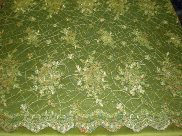 Green Hand Beaded Lace