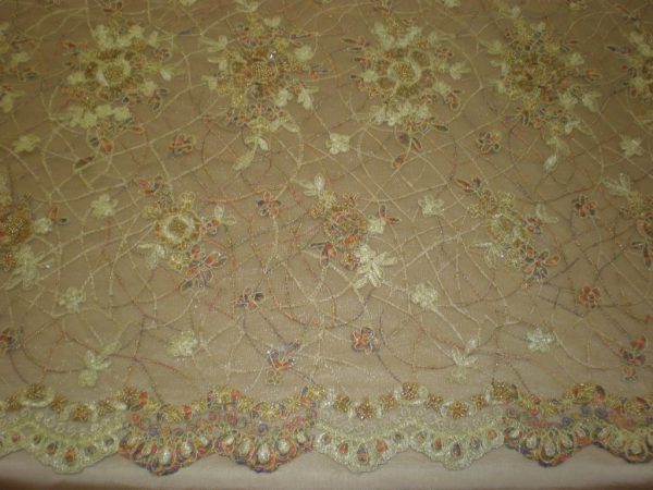 Gold Hand Beaded Lace