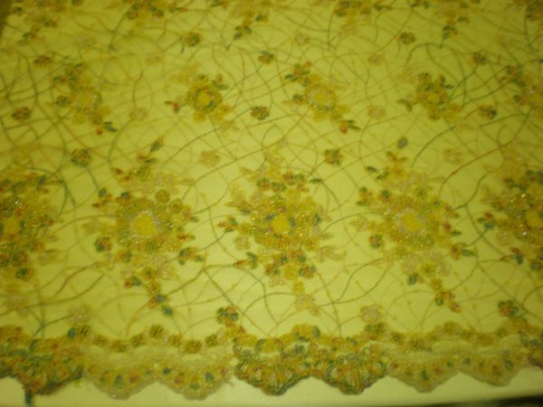 Yellow Hand Beaded Lace
